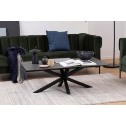 Sorgenfri sofabord 130 x 70 cm med sort keramisk bordplade og mat sort metalstel.