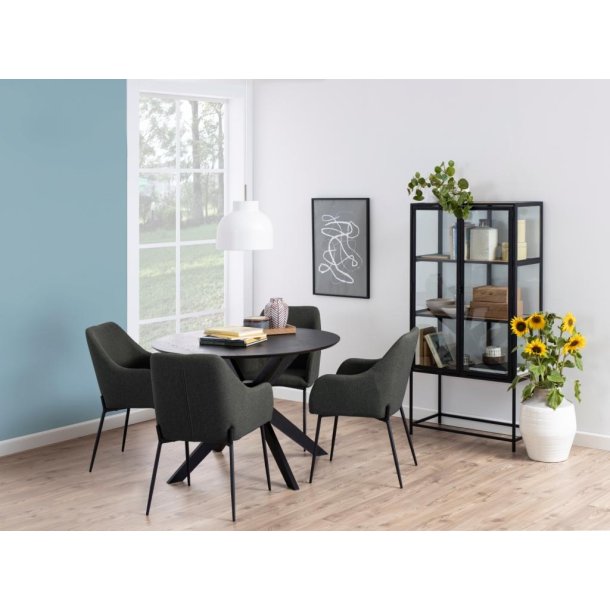 Espergrde rundt spisebord 105 cm bordplade mat sort ege finer.