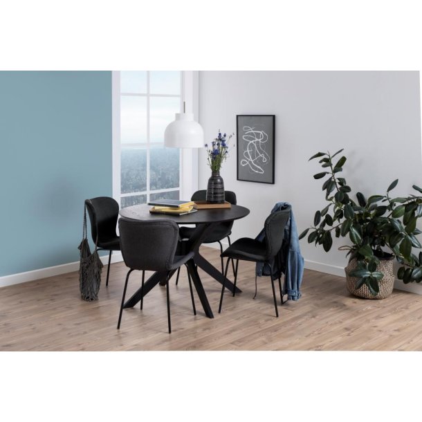 Espergrde rundt spisebord 105 cm bordplade mat sort ege finer.