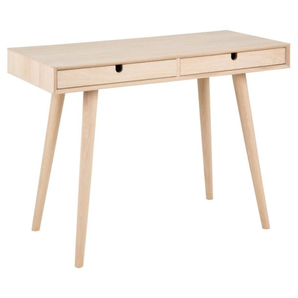Liseleje skrivebord i hvidpigmenteret eg 100 x 45 cm med 2 skuffer.