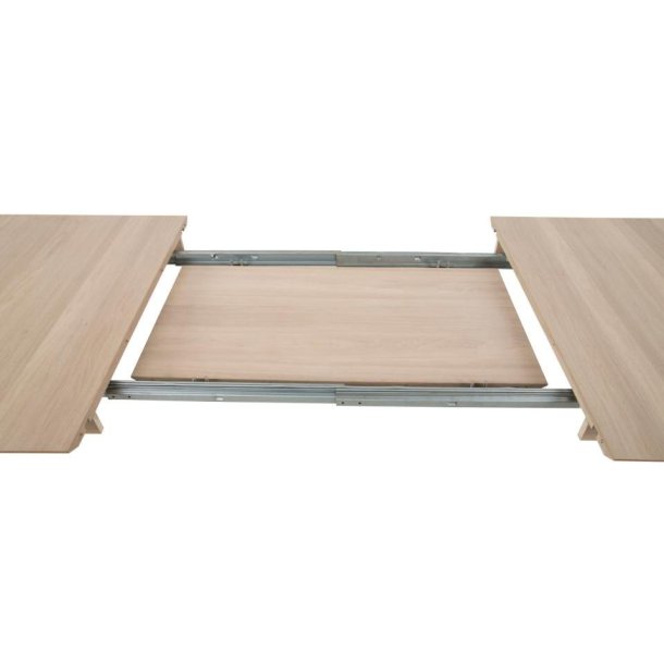 Liseleje spisebord i hvidpigmenteret eg 200 x 100 cm med mulighed for tillgsplade.