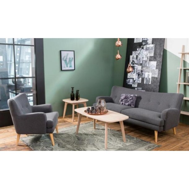 Ambrosius sofabord 118 x 58 cm i hvidpigmenteret egefiner med skr ben.