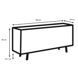 Ambrosius 180 cm sknk i olieret egetr finer med 2 skabe og 4 skuffer i midten.
