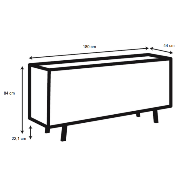 Ambrosius 180 cm sknk i olieret egetr finer med 2 skabe og 4 skuffer i midten.