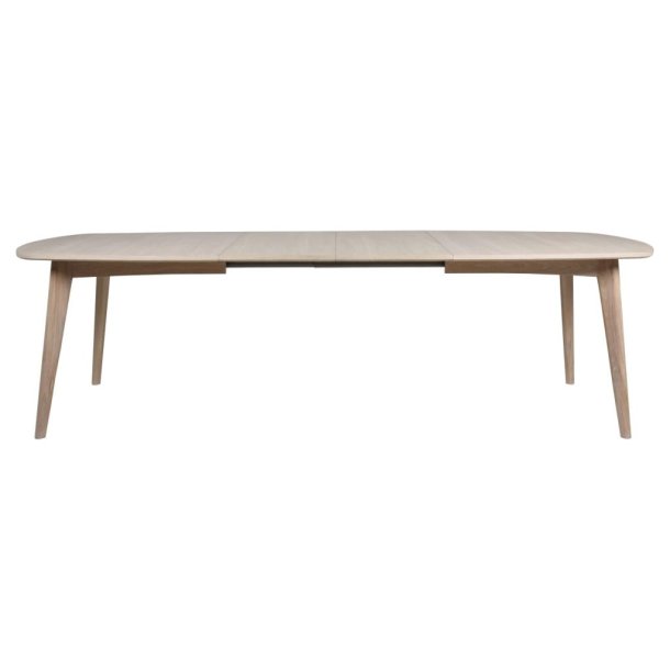 Ambrosius spisebord 180 x 102 cm i hvidpigmenteret egefiner med udtrk til ekstra plader.