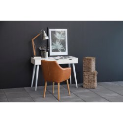 Space skrivebord 110 x 50 hvid Melamin med 3 skuffer og med hvide ben. 