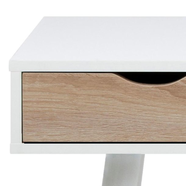 Space skrivebord 110 x 50 hvid Melamin med 3 skuffer med Sonoma ege look. 