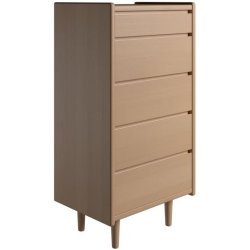 Krone kommode 50 cm bred med 5 skuffer i bgefiner - Dansk produceret.