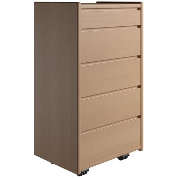 Krone kommode 50 cm bred med 5 skuffer i bgefiner - Dansk produceret.