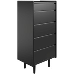 Krone kommode 50 cm bred med 5 skuffer sort lakeret - Dansk produceret.