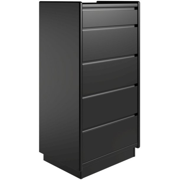 Krone kommode 50 cm bred med 5 skuffer sort lakeret - Dansk produceret.