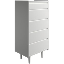 Krone kommode 50 cm bred med 5 skuffer hvidlakeret - Dansk produceret.