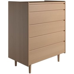 Krone 80 cm bred kommode med 5 skuffer i bgefiner - Dansk produceret.