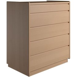 Krone 80 cm bred kommode med 5 skuffer i bgefiner - Dansk produceret.