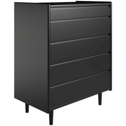 Krone 80 cm bred kommode med 5 skuffer sort lakeret - Dansk produceret.