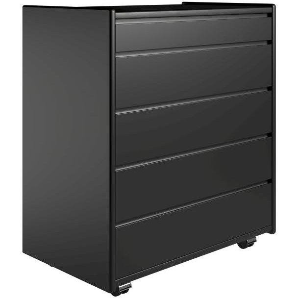 Krone 80 cm bred kommode med 5 skuffer sort lakeret - Dansk produceret.