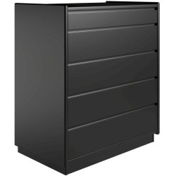 Krone 80 cm bred kommode med 5 skuffer sort lakeret - Dansk produceret.