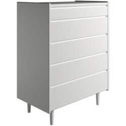 Krone 80 cm bred kommode med 5 skuffer hvidlakeret - Dansk produceret.