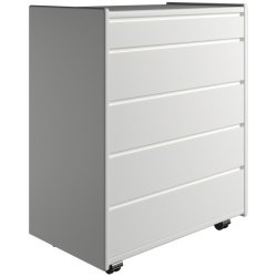 Krone 80 cm bred kommode med 5 skuffer hvidlakeret - Dansk produceret.