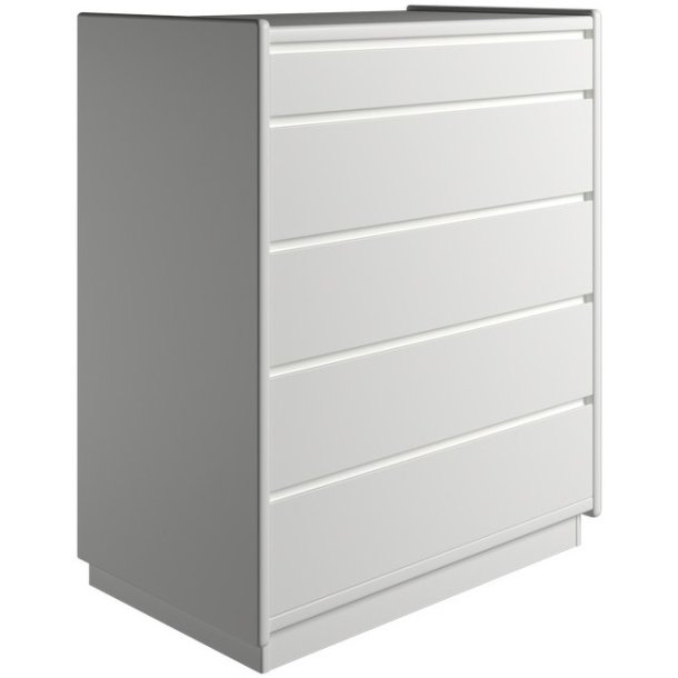 Krone 80 cm bred kommode med 5 skuffer hvidlakeret - Dansk produceret.