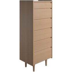 Krone kommode 50 cm bred med 6 skuffer i bgefiner - Dansk produceret.