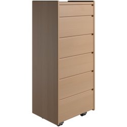 Krone kommode 50 cm bred med 6 skuffer i bgefiner - Dansk produceret.