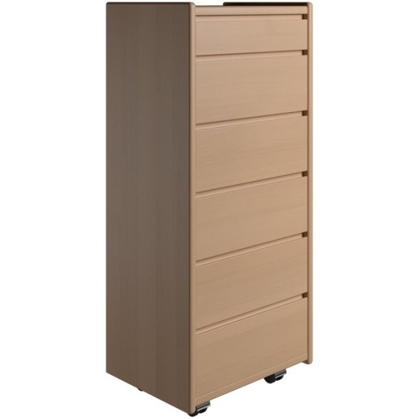 Krone kommode 50 cm bred med 6 skuffer i bgefiner - Dansk produceret.