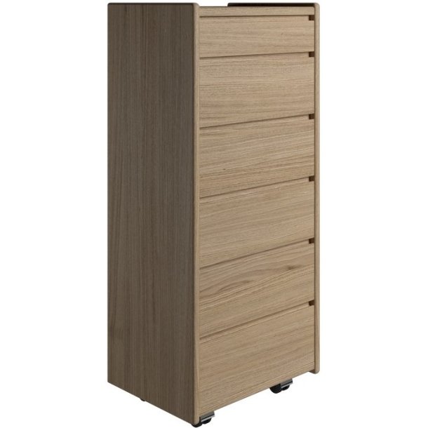 Krone kommode 50 cm bred med 6 skuffer i olieret egefiner - Dansk produceret.