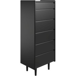 Krone kommode 50 cm bred med 6 skuffer sort lakeret - Dansk produceret.