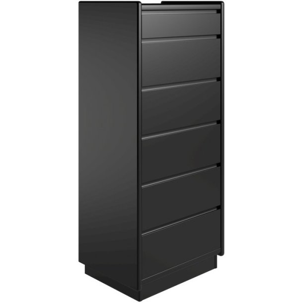 Krone kommode 50 cm bred med 6 skuffer sort lakeret - Dansk produceret.