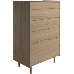 Krone 80 cm bred kommode med 6 skuffer i olieret egefiner - Dansk produceret.