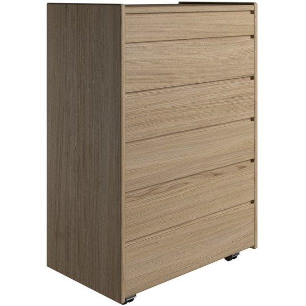 Krone 80 cm bred kommode med 6 skuffer i olieret egefiner - Dansk produceret.