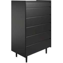 Krone 80 cm bred kommode med 6 skuffer sort lakeret - Dansk produceret.