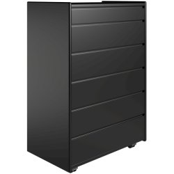 Krone 80 cm bred kommode med 6 skuffer sort lakeret - Dansk produceret.