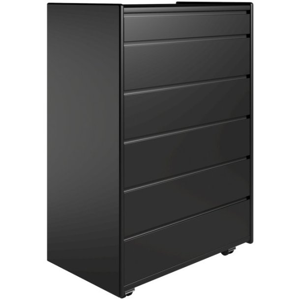 Krone 80 cm bred kommode med 6 skuffer sort lakeret - Dansk produceret.