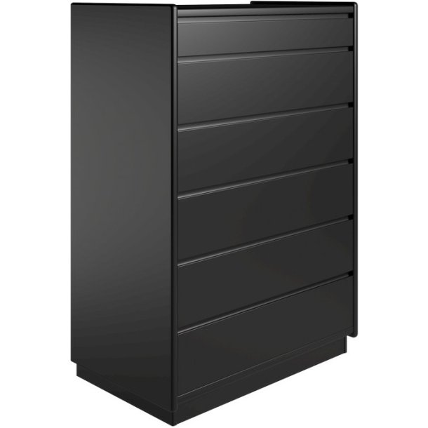 Krone 80 cm bred kommode med 6 skuffer sort lakeret - Dansk produceret.