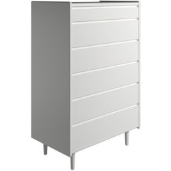 Krone 80 cm bred kommode med 6 skuffer hvid lakeret - Dansk produceret.