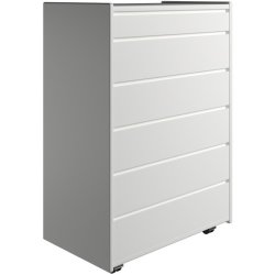 Krone 80 cm bred kommode med 6 skuffer hvid lakeret - Dansk produceret.