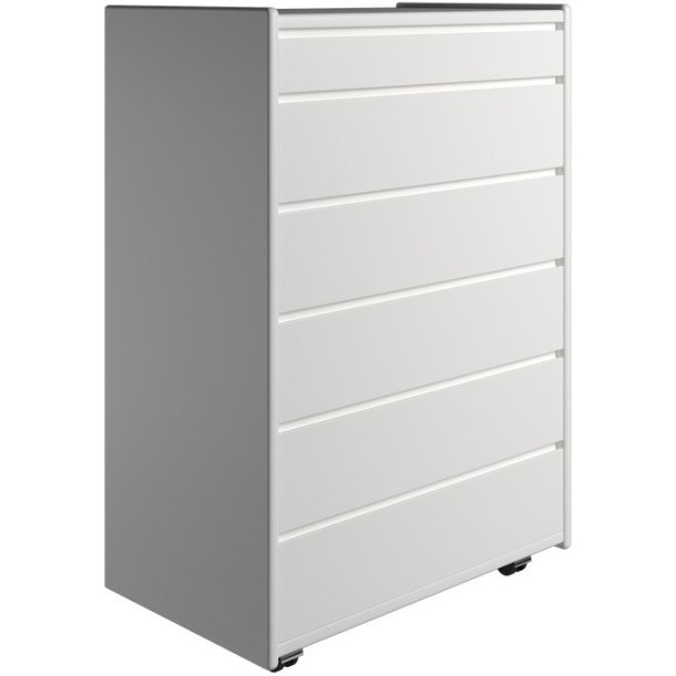 Krone 80 cm bred kommode med 6 skuffer hvid lakeret - Dansk produceret.