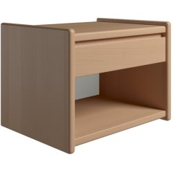 Krone sengebord 50 cm bred i bgefiner med 1 skuffe og 1 rum  - Dansk produceret.