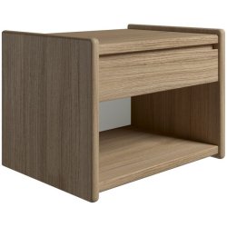 Krone sengebord 50 cm bred i olieret egefiner med 1 skuffe og 1 rum  - Dansk produceret.