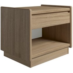 Krone sengebord 50 cm bred i olieret egefiner med 1 skuffe og 1 rum  - Dansk produceret.