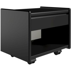 Krone 50 cm bredt sort lakeret sengebord med 1 skuffe og 1 rum  - Dansk produceret.