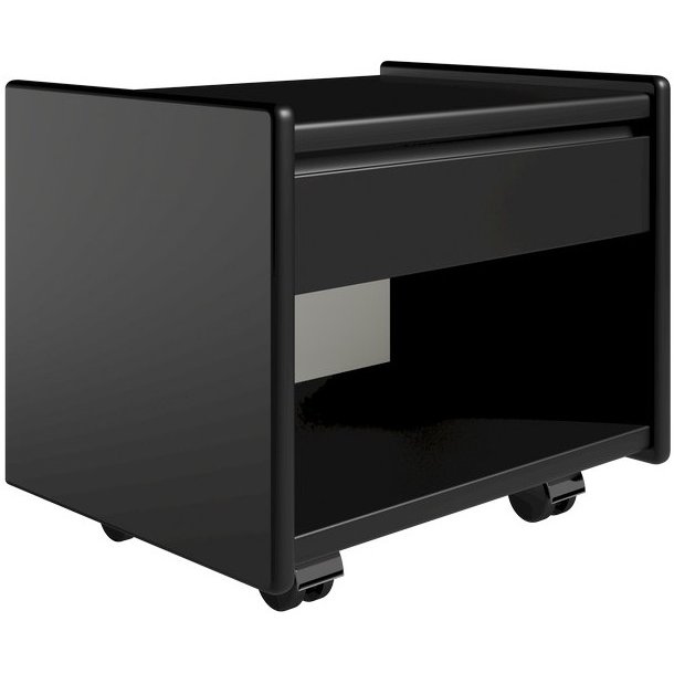 Krone 50 cm bredt sort lakeret sengebord med 1 skuffe og 1 rum  - Dansk produceret.