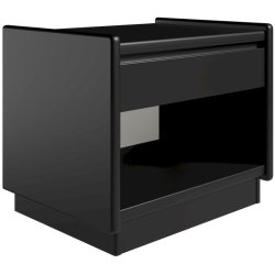 Krone 50 cm bredt sort lakeret sengebord med 1 skuffe og 1 rum  - Dansk produceret.