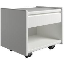 Krone 50 cm bredt hvid lakeret sengebord med 1 skuffe og 1 rum  - Dansk produceret.