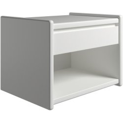 Krone 50 cm bredt hvid lakeret sengebord med 1 skuffe og 1 rum  - Dansk produceret.