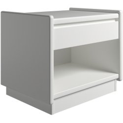 Krone 50 cm bredt hvid lakeret sengebord med 1 skuffe og 1 rum  - Dansk produceret.