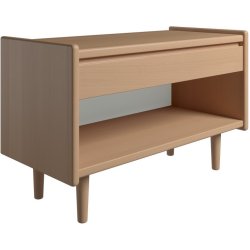 Krone sengebord i bgefiner 80 cm bred med 1 skuffe og 1 rum  - Dansk produceret.