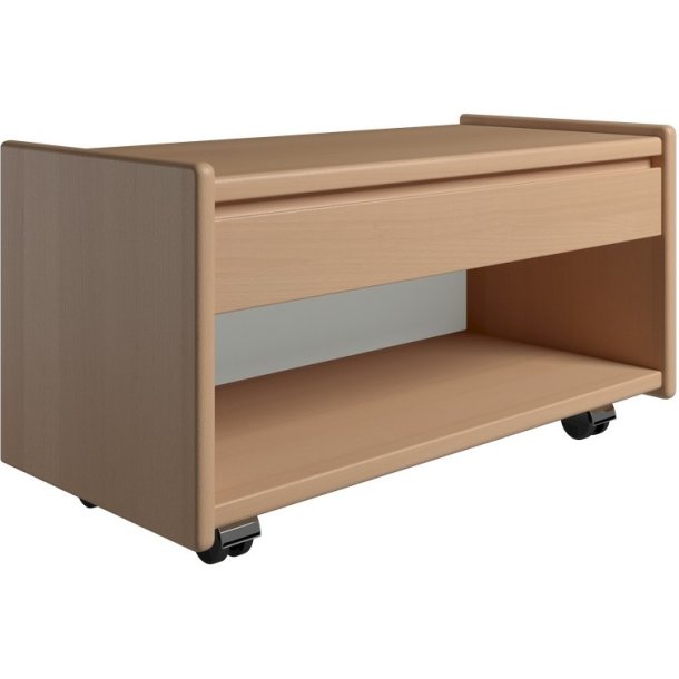 Krone sengebord i bgefiner 80 cm bred med 1 skuffe og 1 rum  - Dansk produceret.